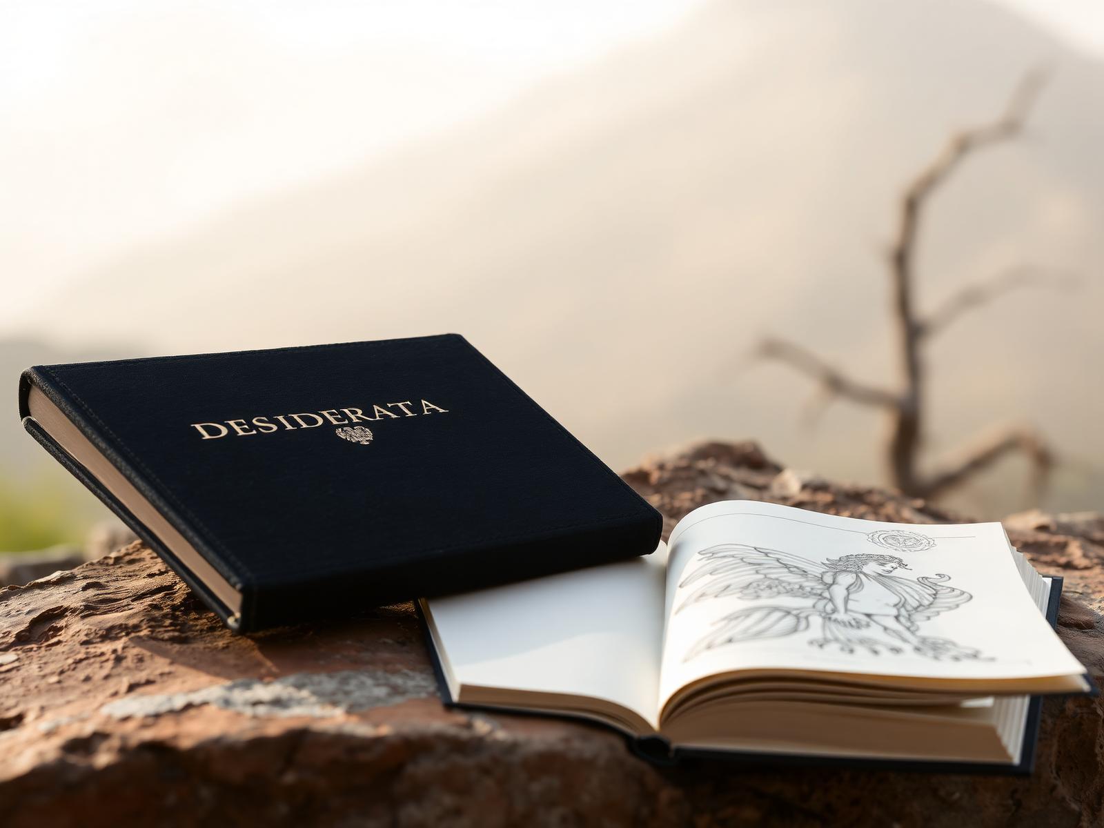 Cloth-bound heirloom edition resting on warm stone in soft light