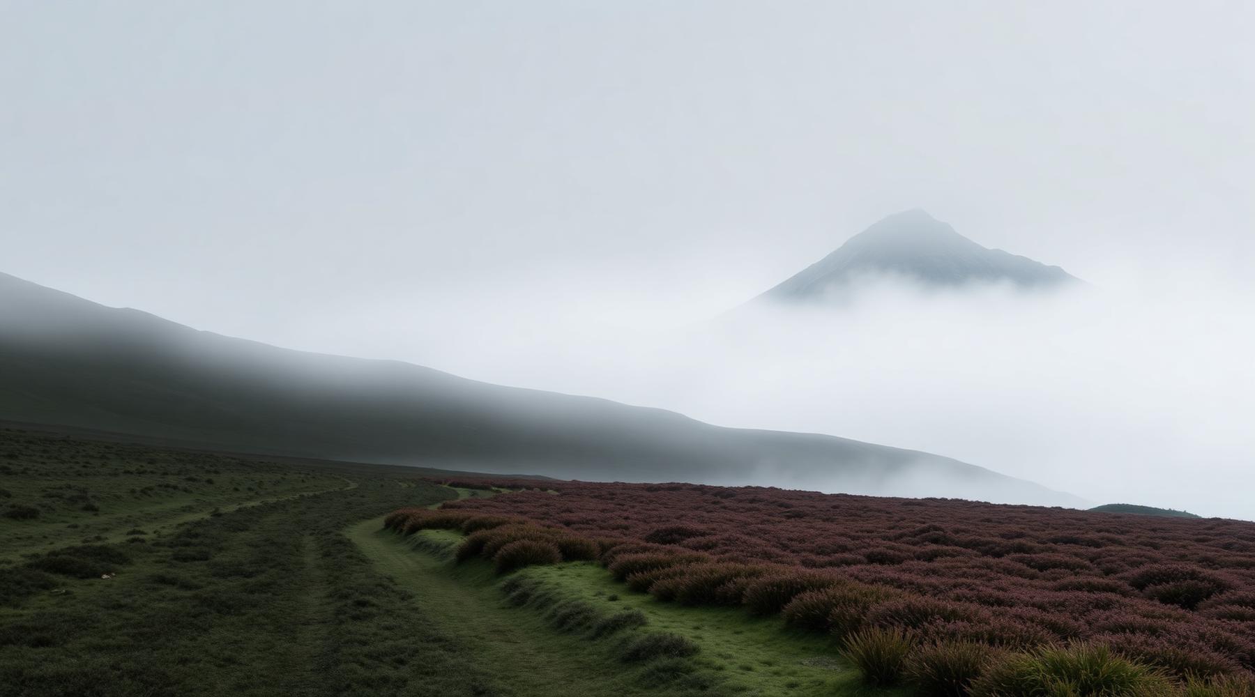 The same landscape rendered as full colour Highland moor and mountain